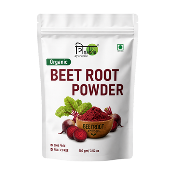 Trinabha Organic Beet Root Powder | 100% Pure Beetroot Powder | Rich in Natural Nitrates & Antioxidants | Supports Energy, Blood Circulation & Heart Health | Non-GMO | Filler Free | 100% Vegan | 100g