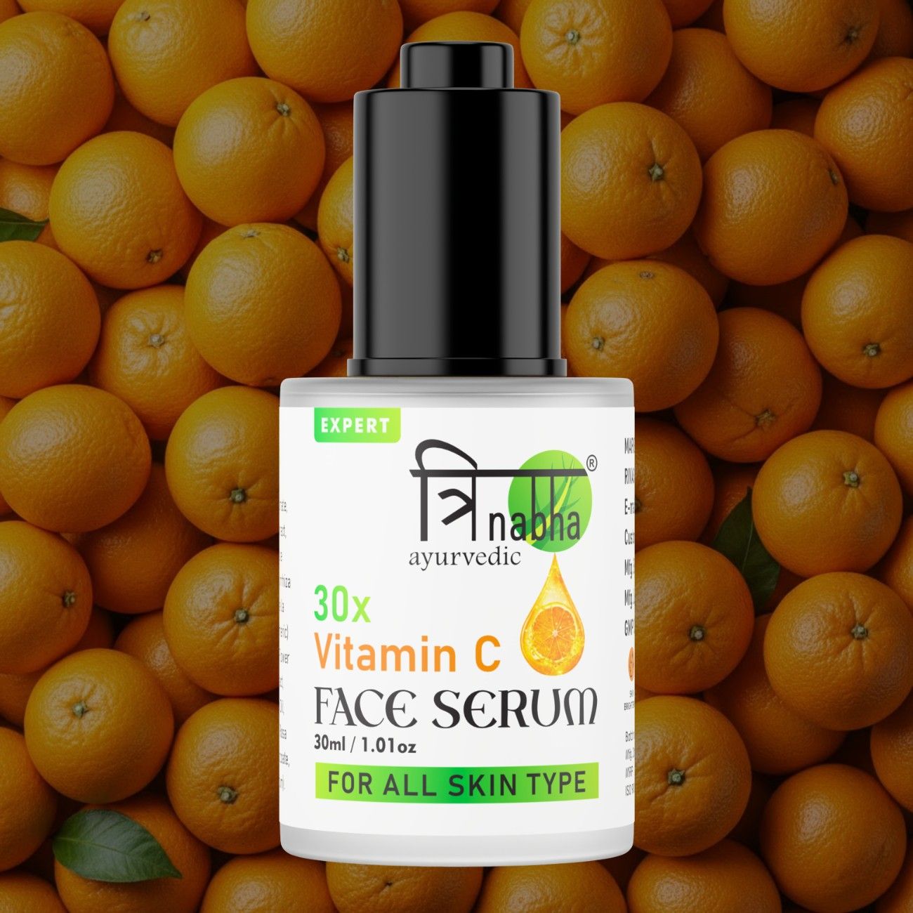 Trinabha Ayurvedic Vitamin C  Serum | Natural Brightening &  Anti-Aging Face Serum for Glowing Skin-30ML.