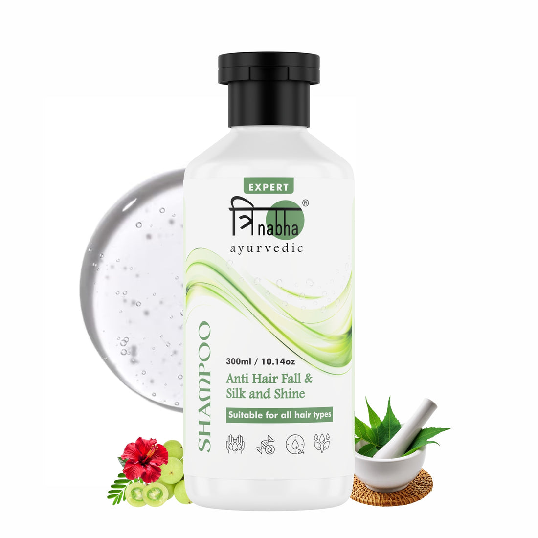 Trinabha Ayurvedic Shampoo | Herbal Hair Fall Control &  Scalp Nourishment with Natural Extracts-300ML.