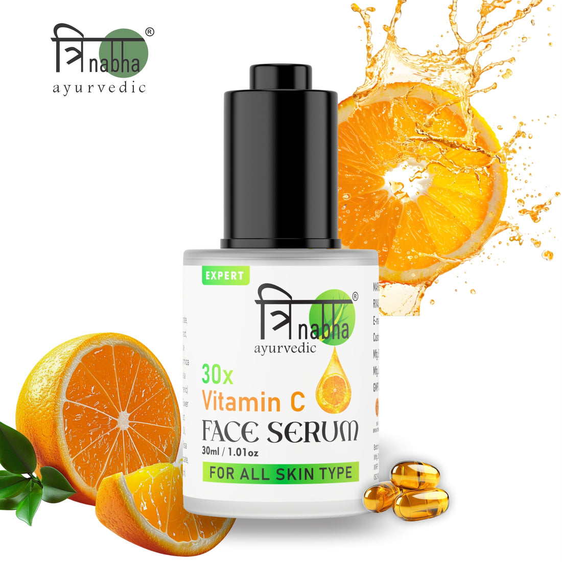 Trinabha Ayurvedic Vitamin C  Serum | Natural Brightening &  Anti-Aging Face Serum for Glowing Skin-30ML.