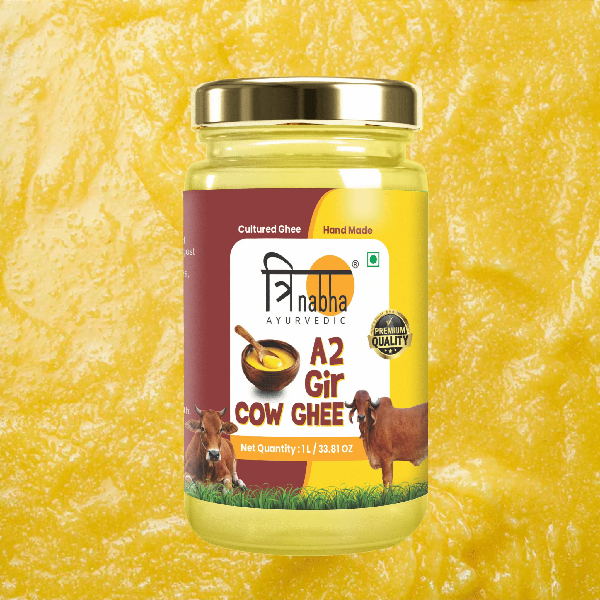A2 Gir Cow Ghee Hand Made Cultured Ghee100% Organic & Natural 1 Ltr.