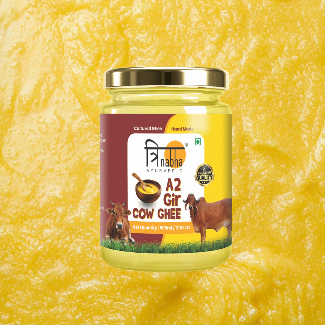 A2 Gir Cow Ghee Hand Made Cultured Ghee100% Organic & Natural 500 Ml.