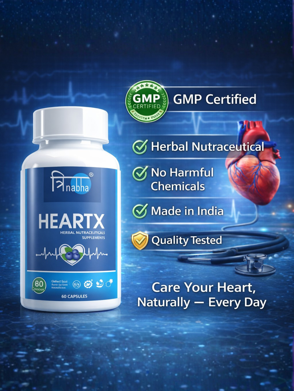 Detailed nutritional information and Ayurvedic ingredients list for Trinabha HEARTX capsules
