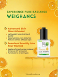 Details on the serum's advanced skin nourishment, highlighting its lightweight botanical blend, non-sticky feel, and suitability for all skin types under makeup