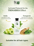 Trinabha hair care product with Amla and Fenugreek ingredients on a light green background