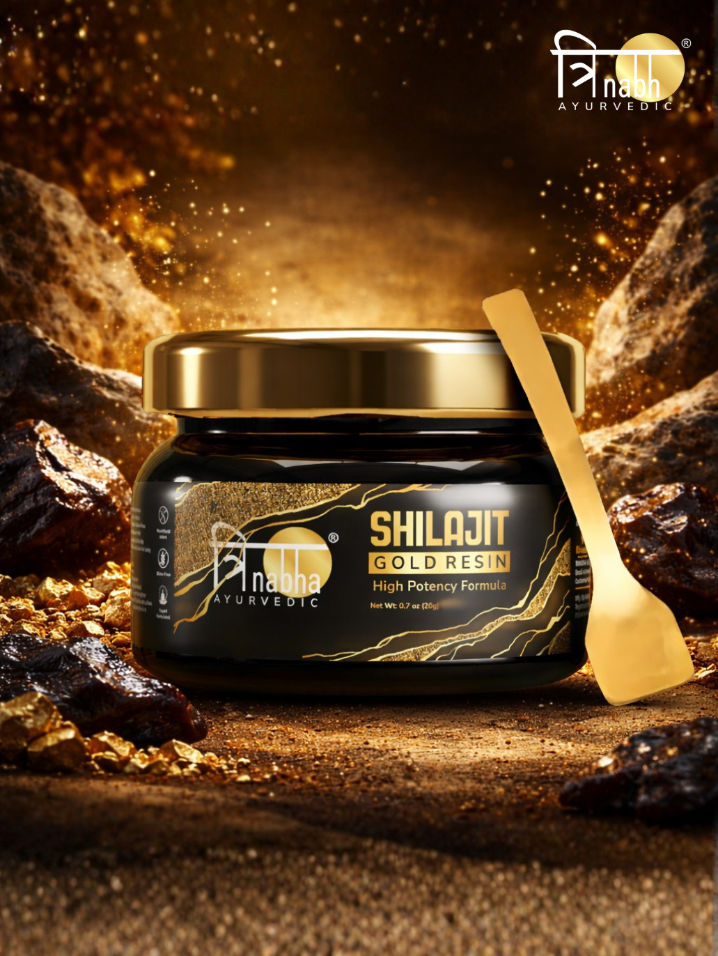 Trinabha Gold Shilajit Resin 24K Carat - Premium Himalayan Formula with Swarna Bhasma